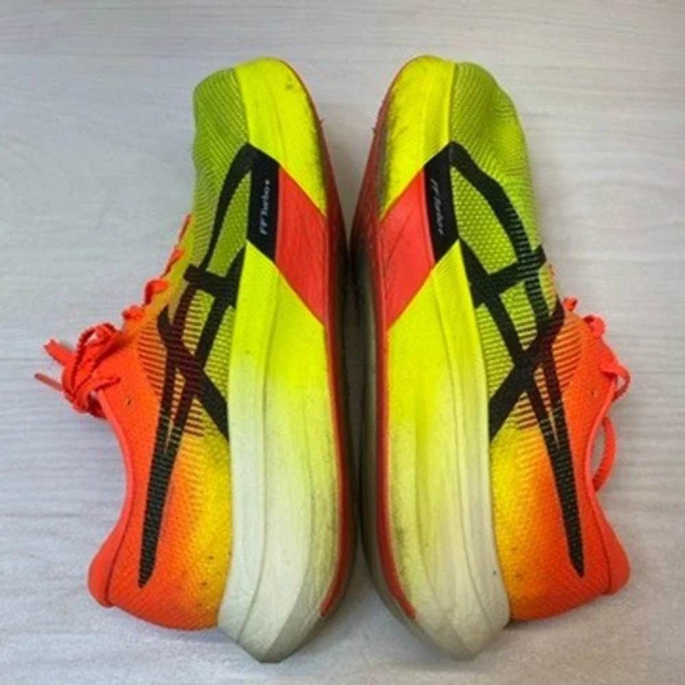 ASICS Mens 10 Metaspeed Sky+ Paris Shoes Neon Yellow Orange 1013A123 Racing